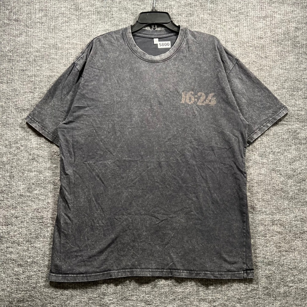 Mens XL Gray Acid Wash Graphic T-Shirt Proverbs 16:24 Kind Words Streetwear Tee
